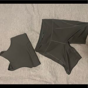 Girlfriend high rise bike shorts and Dylan bra sage green color